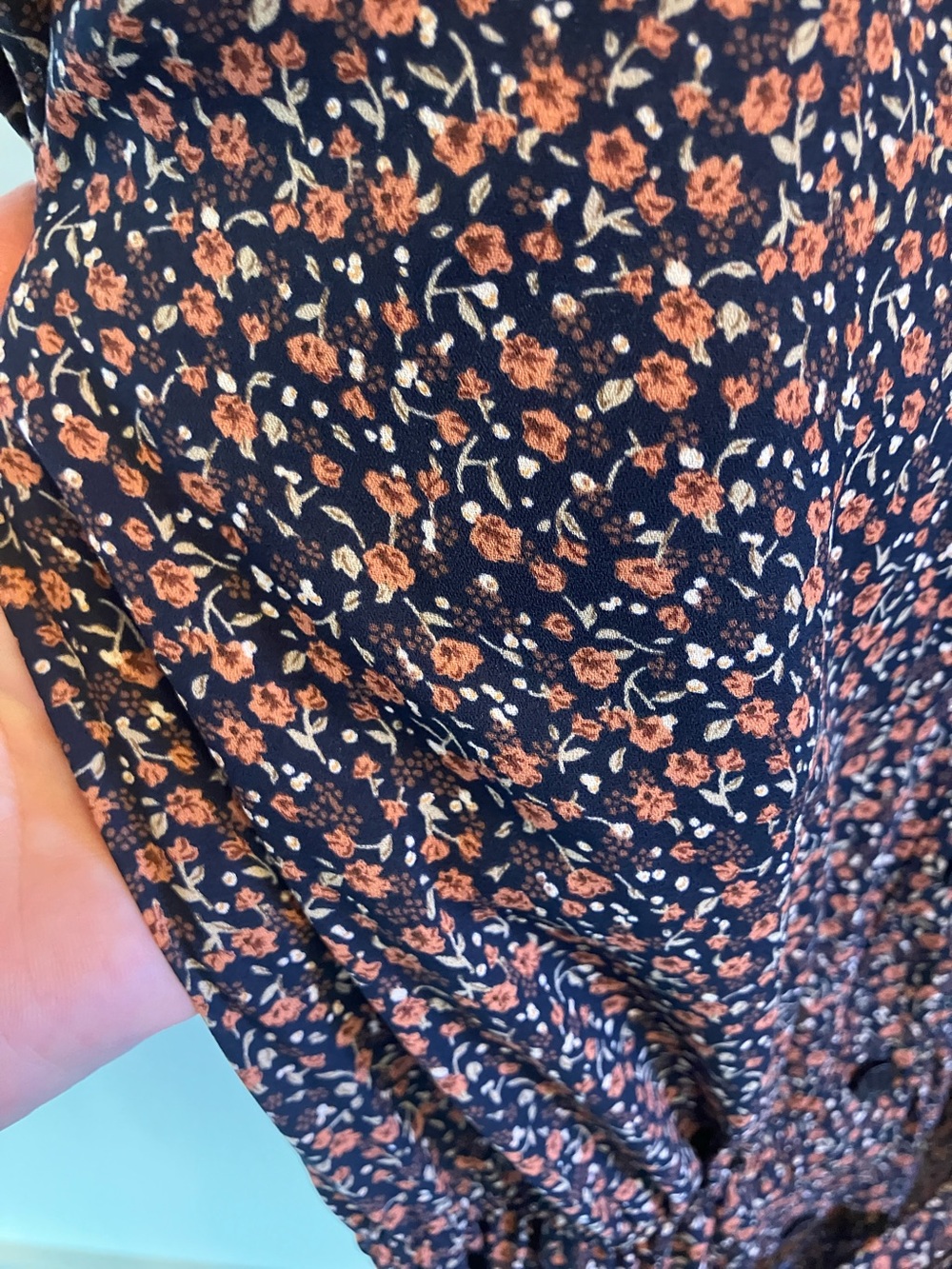 bohme Navy Maxi Dress with Rust Floral Print and Tie Waist - Picture 10 of 11